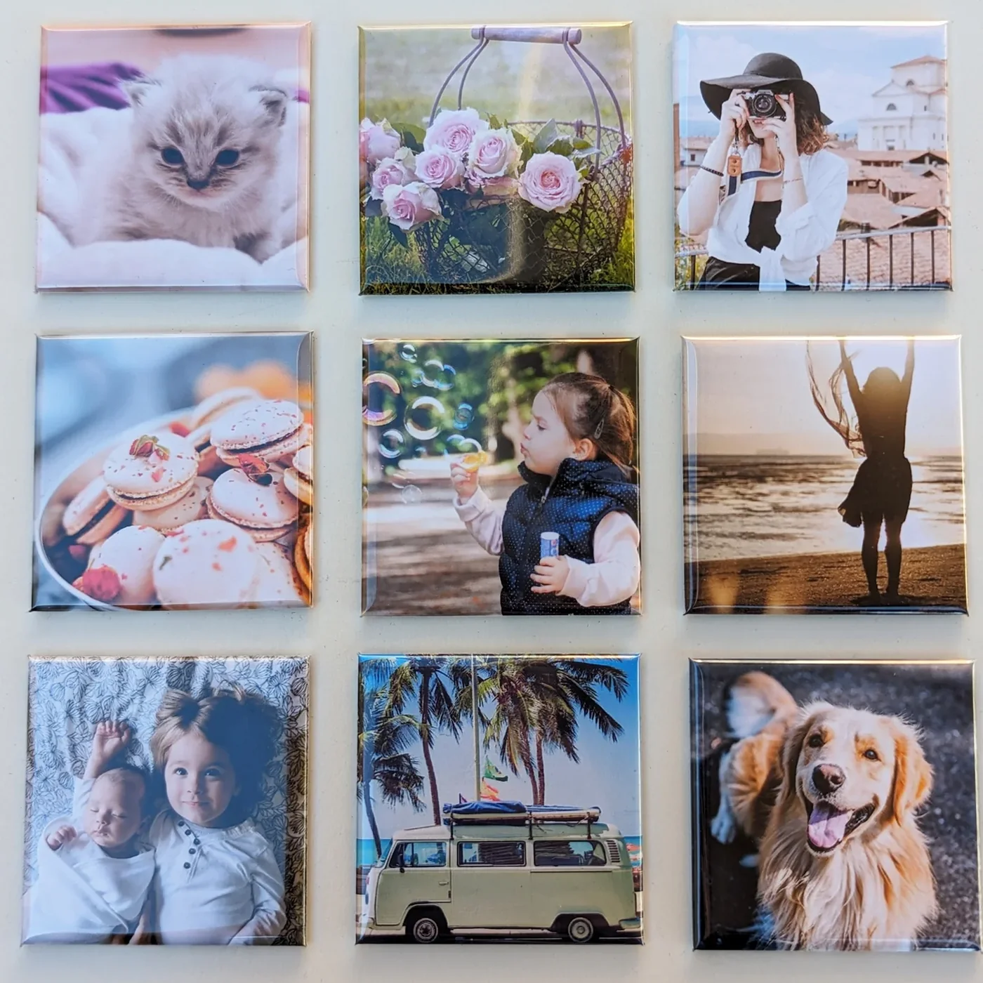 9 Magnets Photos Carrés Personnalisés ✨